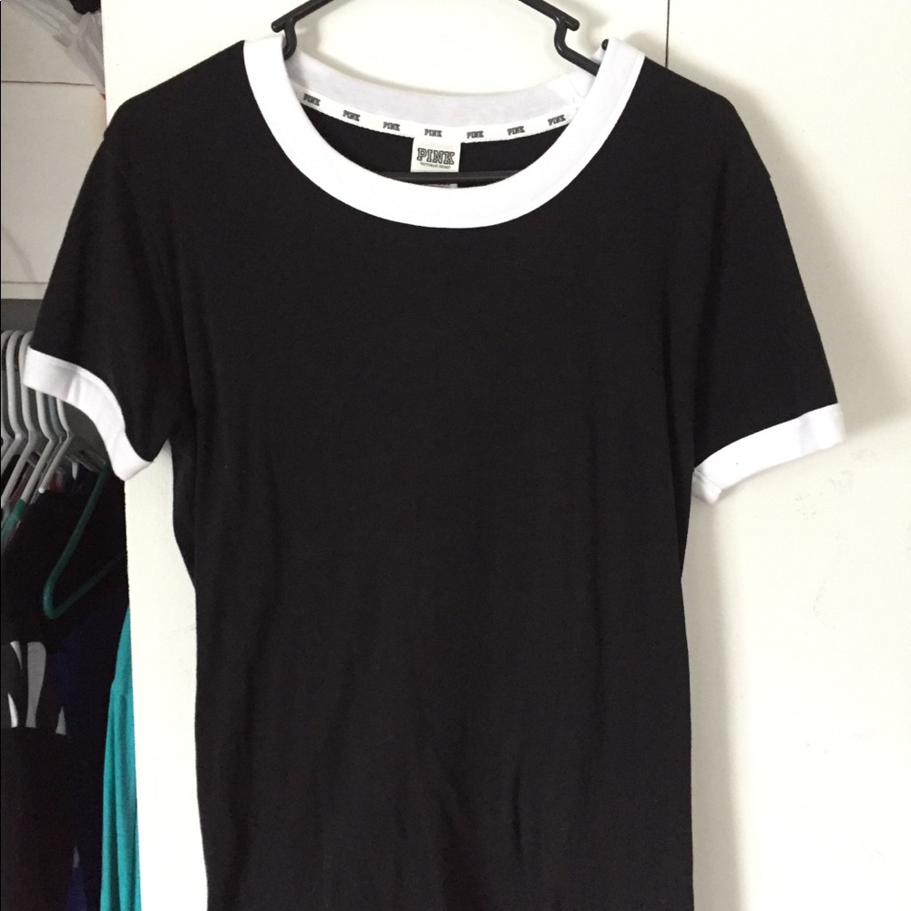 VS Pink Raglan black t size M